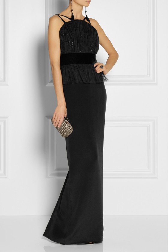 20. NOTTE BY MARCHESA Sequined tulle and silk-crepe peplum gown £756.87